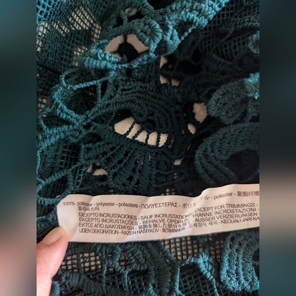 Zara | Emerald Green Lace Maxi Dress | Size S - Picture 7 of 8